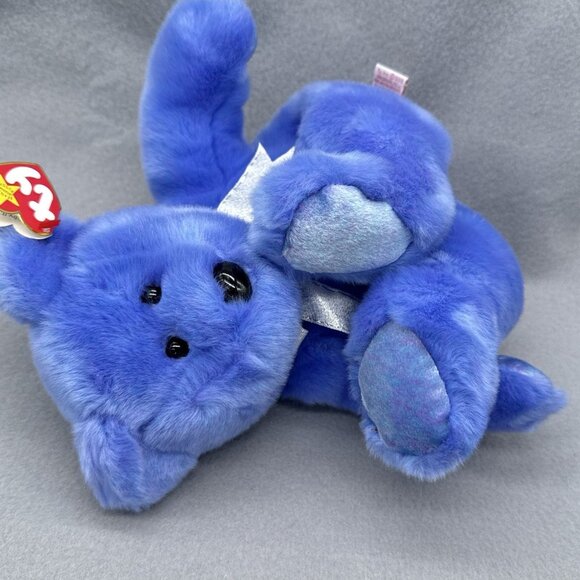 Clubby II Teddy Bear Blue Purple 1999 13" Vtg TY Beanie Buddy Plush Stuffed Toy - Picture 11 of 12